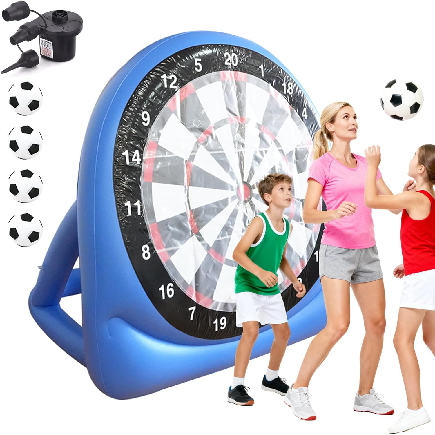 150cm Inflatable Soccer Dart Board Target Game w Balls Pump Outdoor