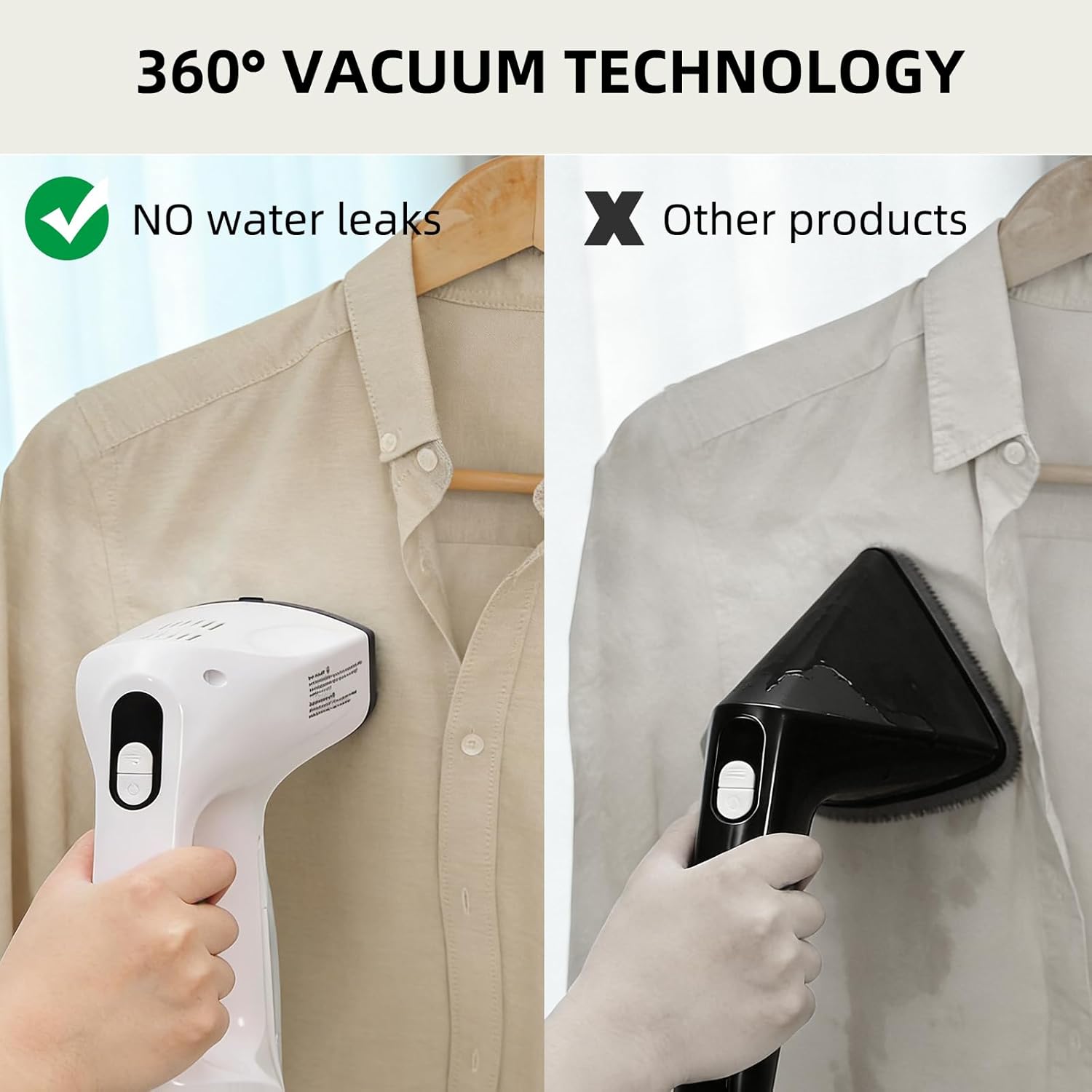 Vacuum Garment Steamer 2500Pa 2in1 30s Heat LED Portable