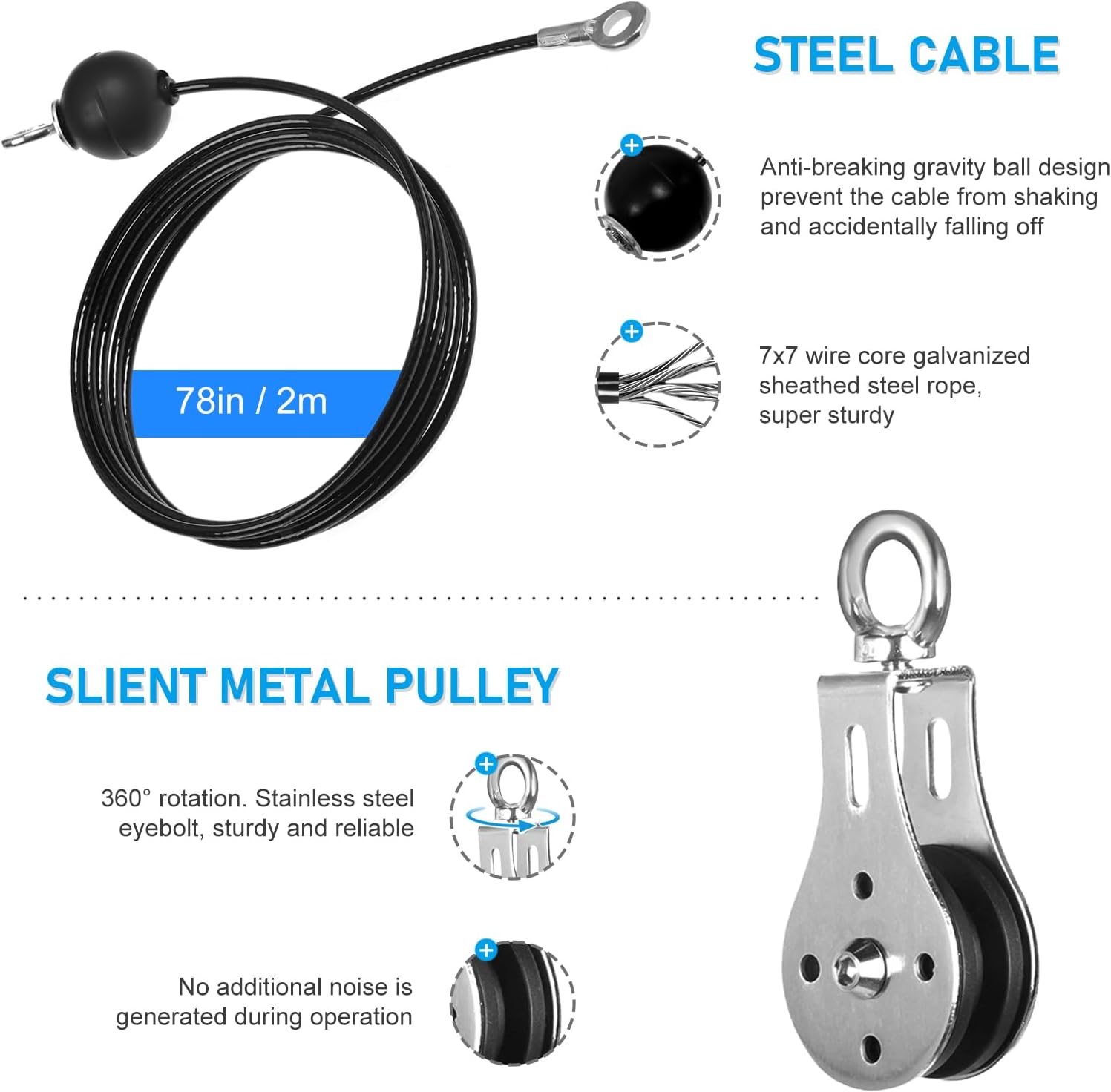 Cable Pulley System Lat Pull Down Home Gym Arm Back Trainer