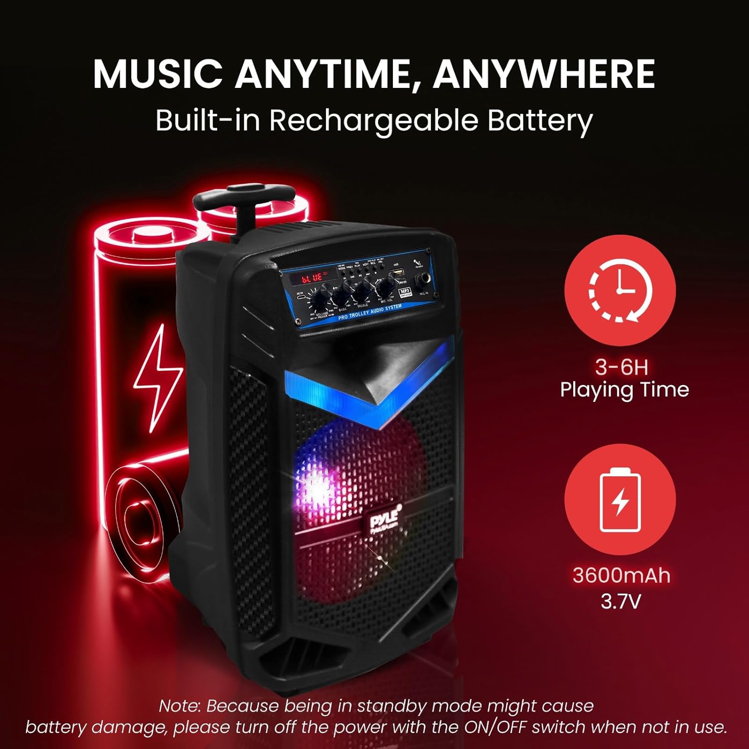 400W Portable PA Speaker Bluetooth Party Karaoke Subwoofer LED