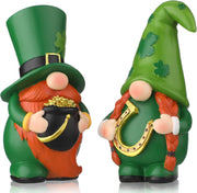 2PCS St Patrick’s Day Gnome Decor Shamrock Resin Figurines