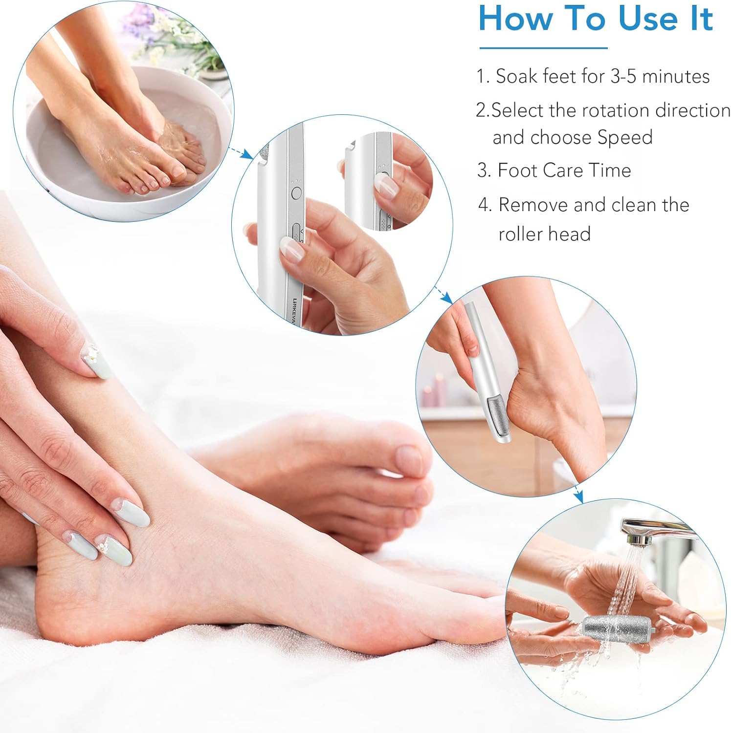 Electric Callus Remover Foot Scrubber Pedicure Tool Rechargeable