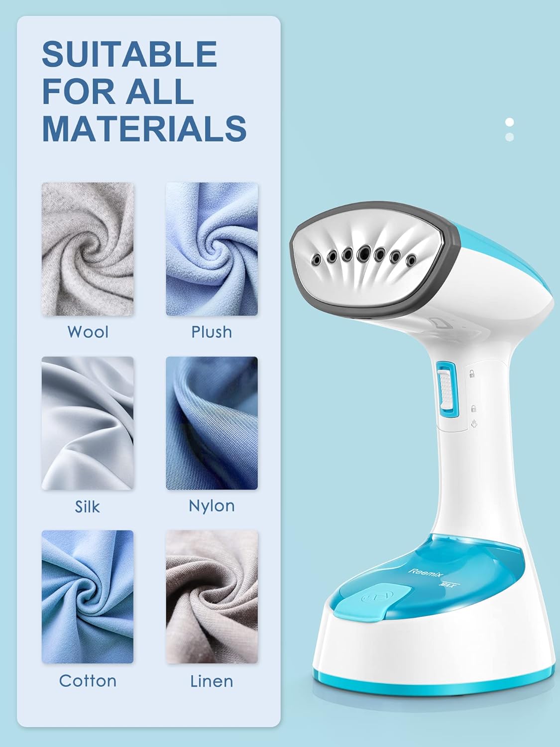 Foldable Handheld Garment Steamer 1200W Fast Heat 25s Aqua