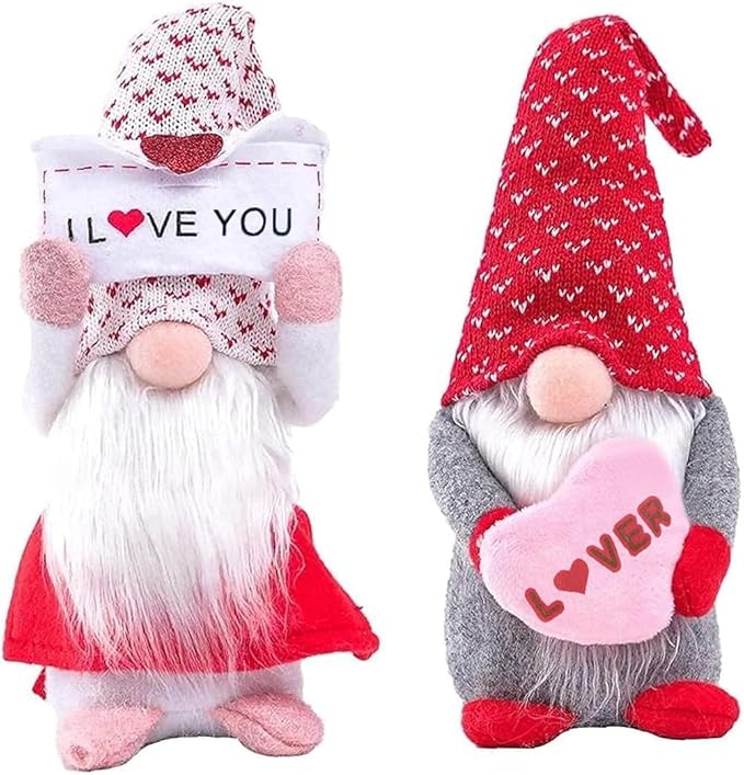 Valentines Gnome Plush Dolls Set Faceless Love Decor Gift
