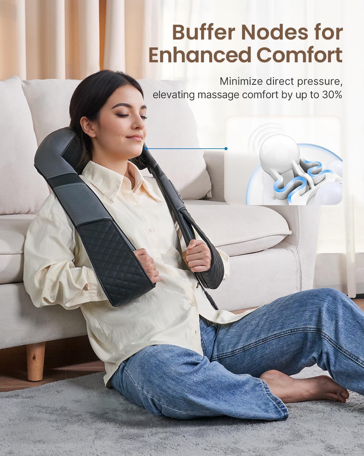 Shiatsu Neck Massager Heat Deep Tissue Kneading Shoulder Back