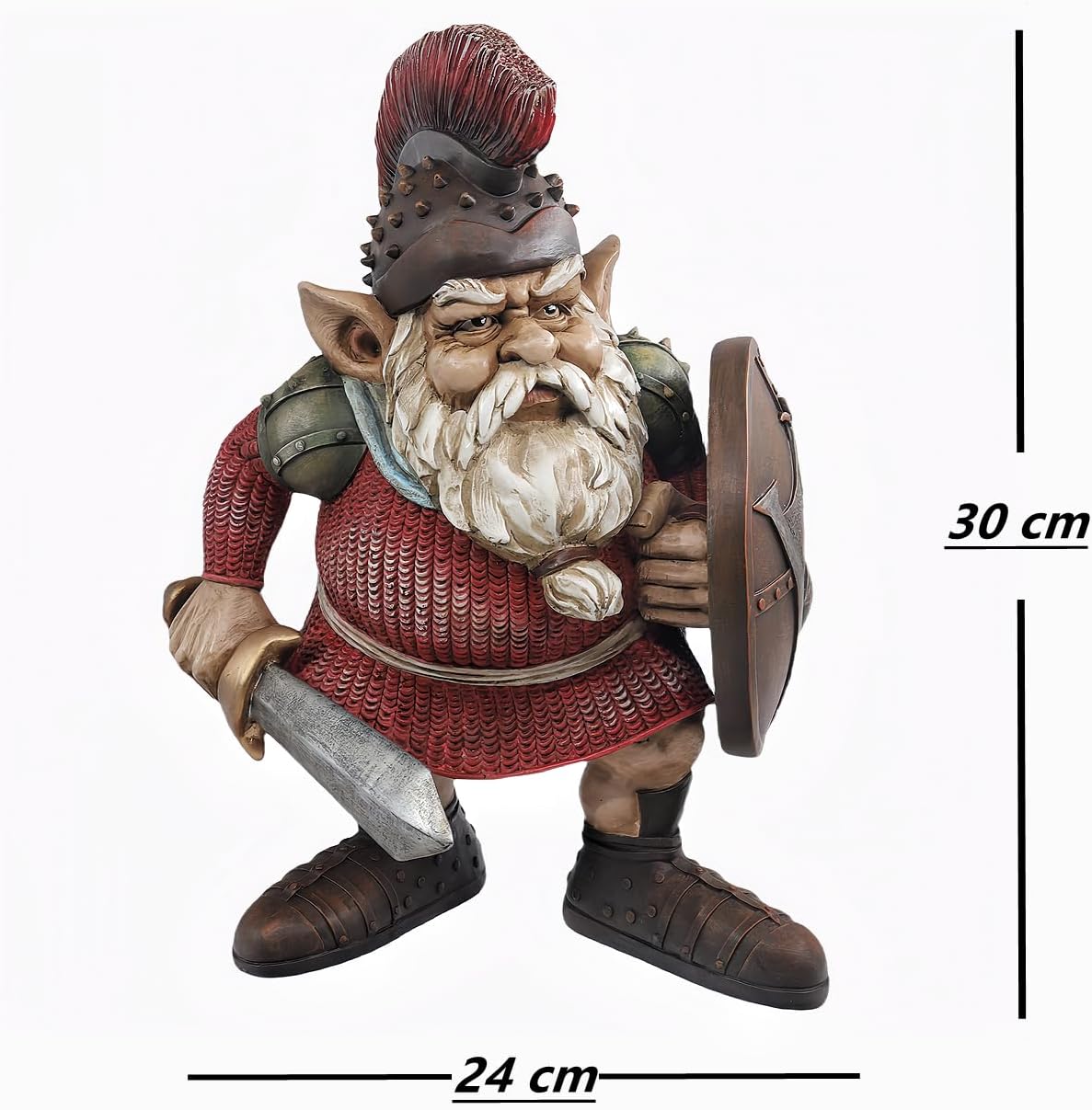 Viking Gnome Statue Warrior Beard Resin Garden Decor 11.8in