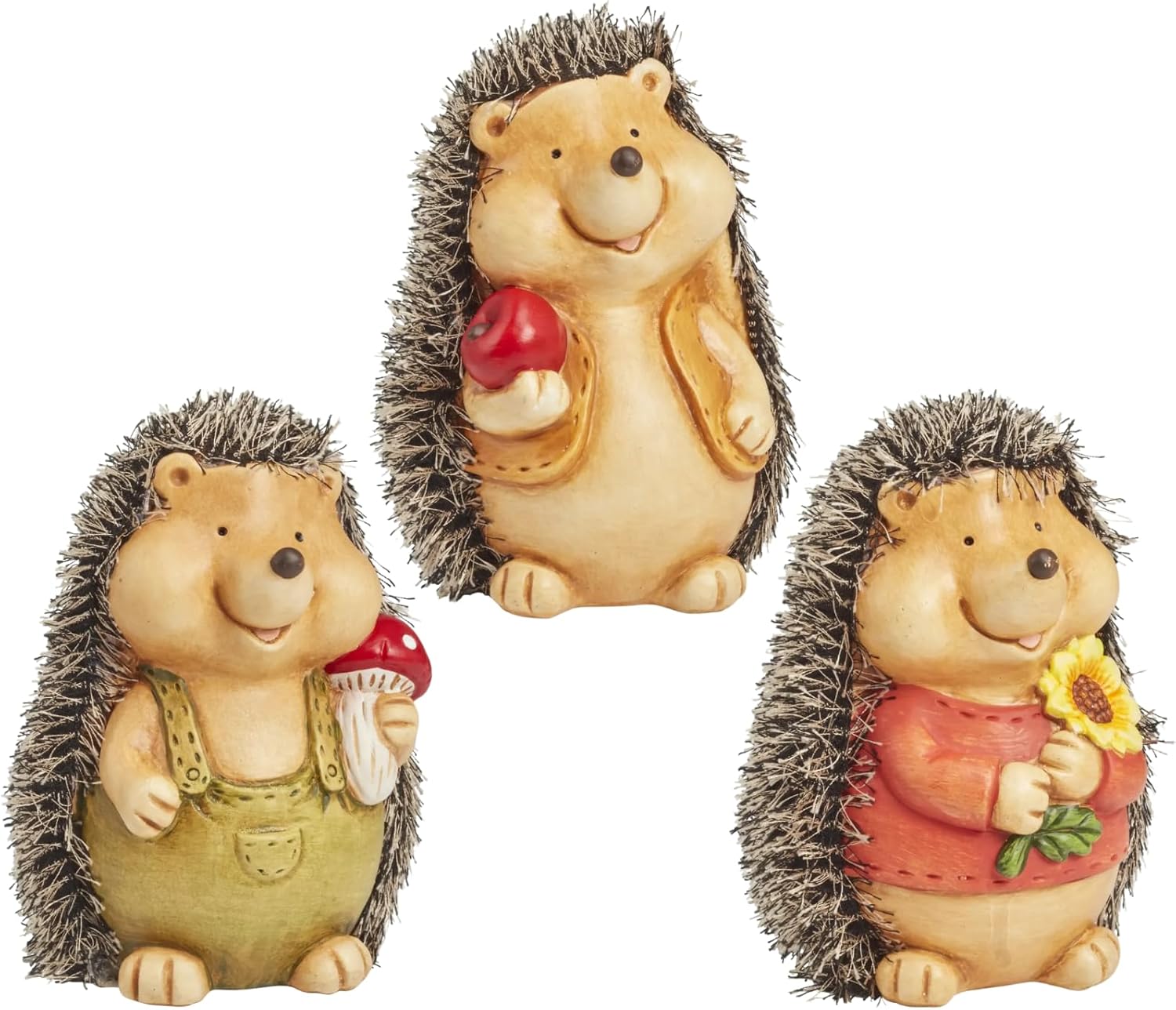 Hedgehog Garden Ornaments Set of 3 Resin Outdoor Decor Hoglets