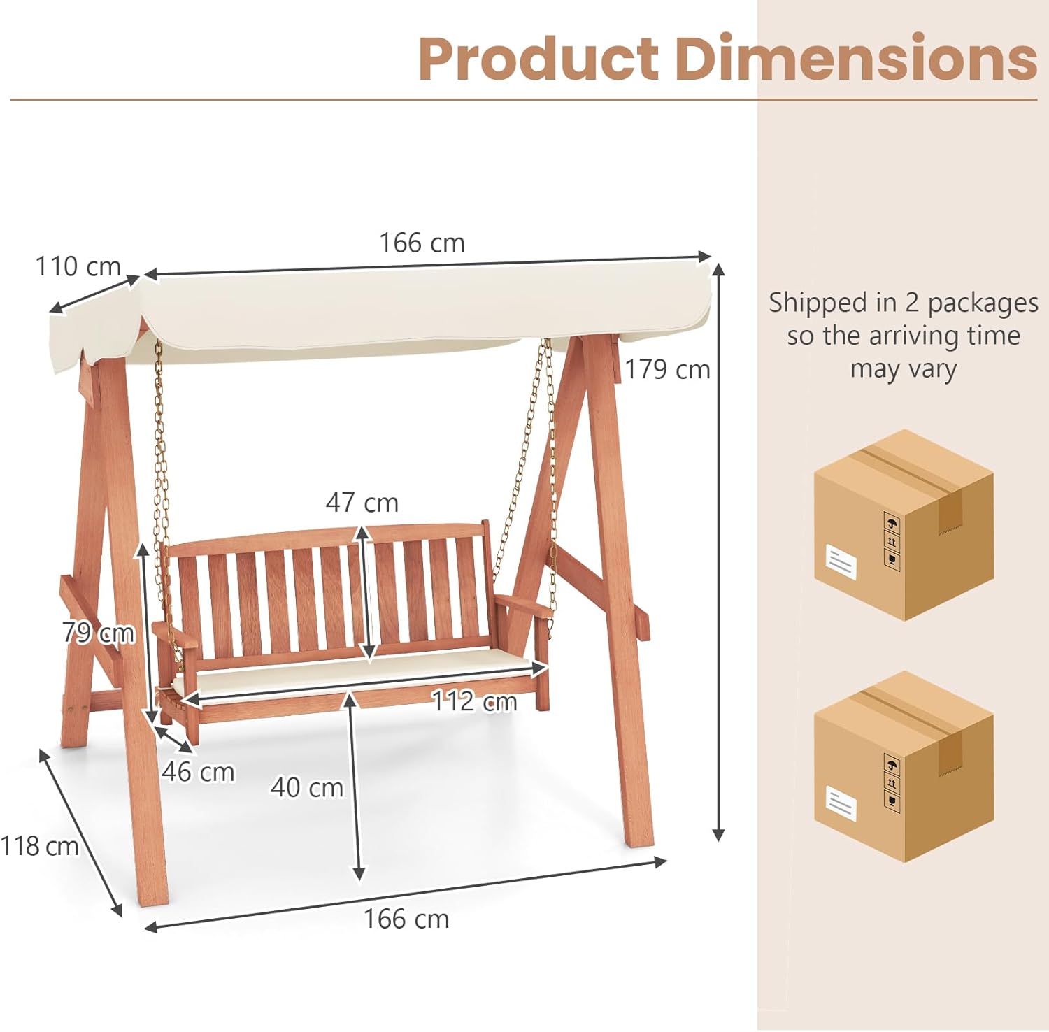 2 Seat Outdoor Swing Chair Canopy Garden Patio Bench