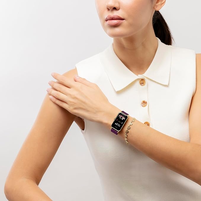 Womens Smart Watch Bracelet Set Plum Strap