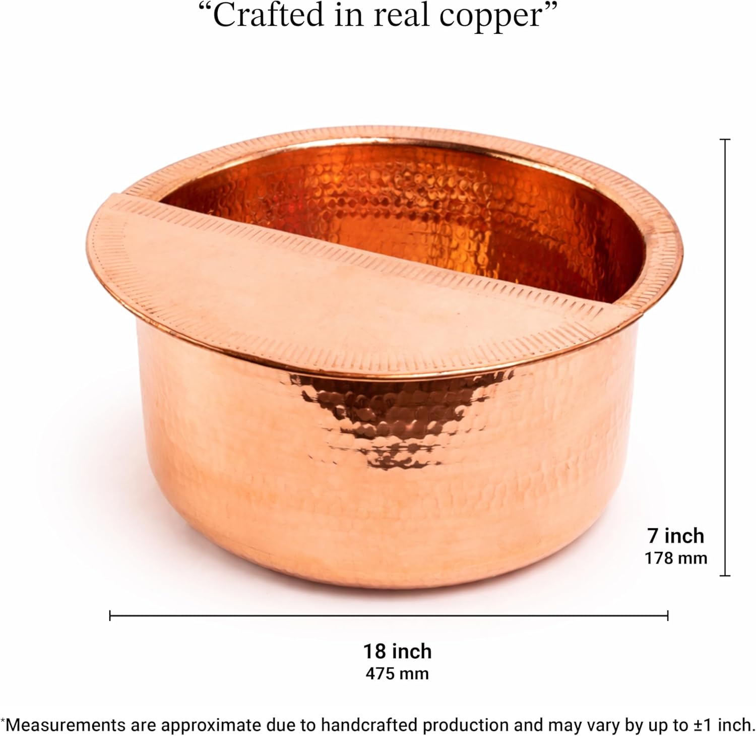Solid Copper Foot Bowl 14in Pedicure Basin Hammered Spa Tub