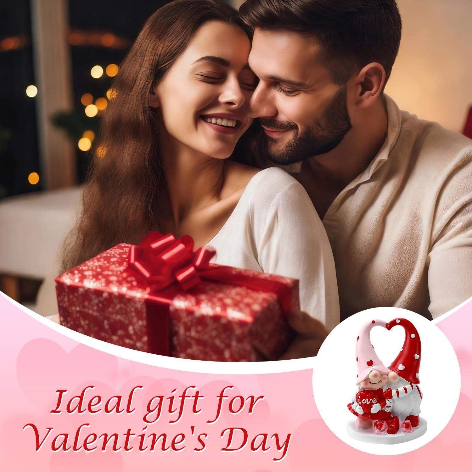 Valentines Couple Gnome Figurine Heart Resin Love Decor