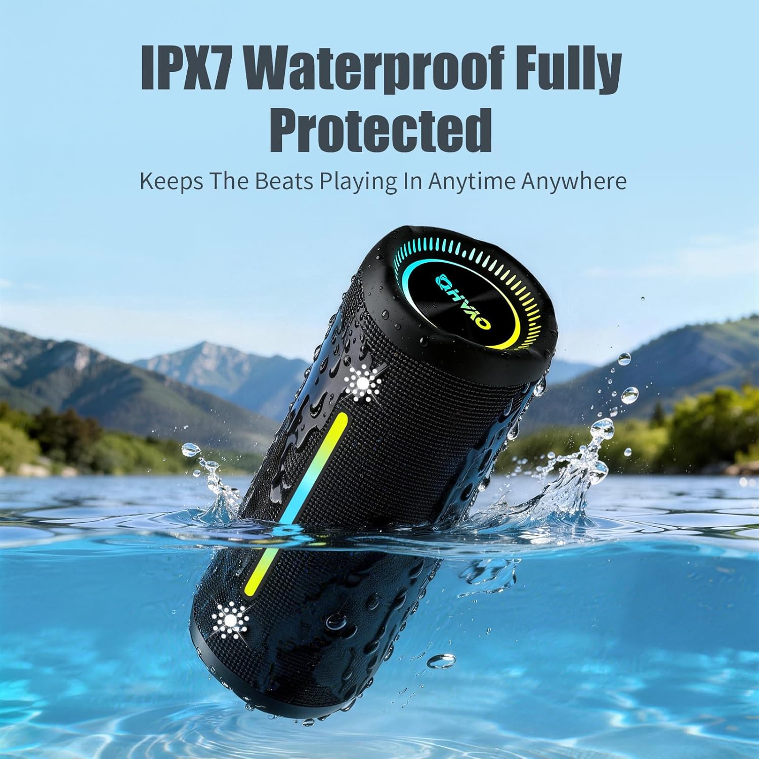 Portable Bluetooth Speaker 24H Playtime IPX7 Waterproof RGB