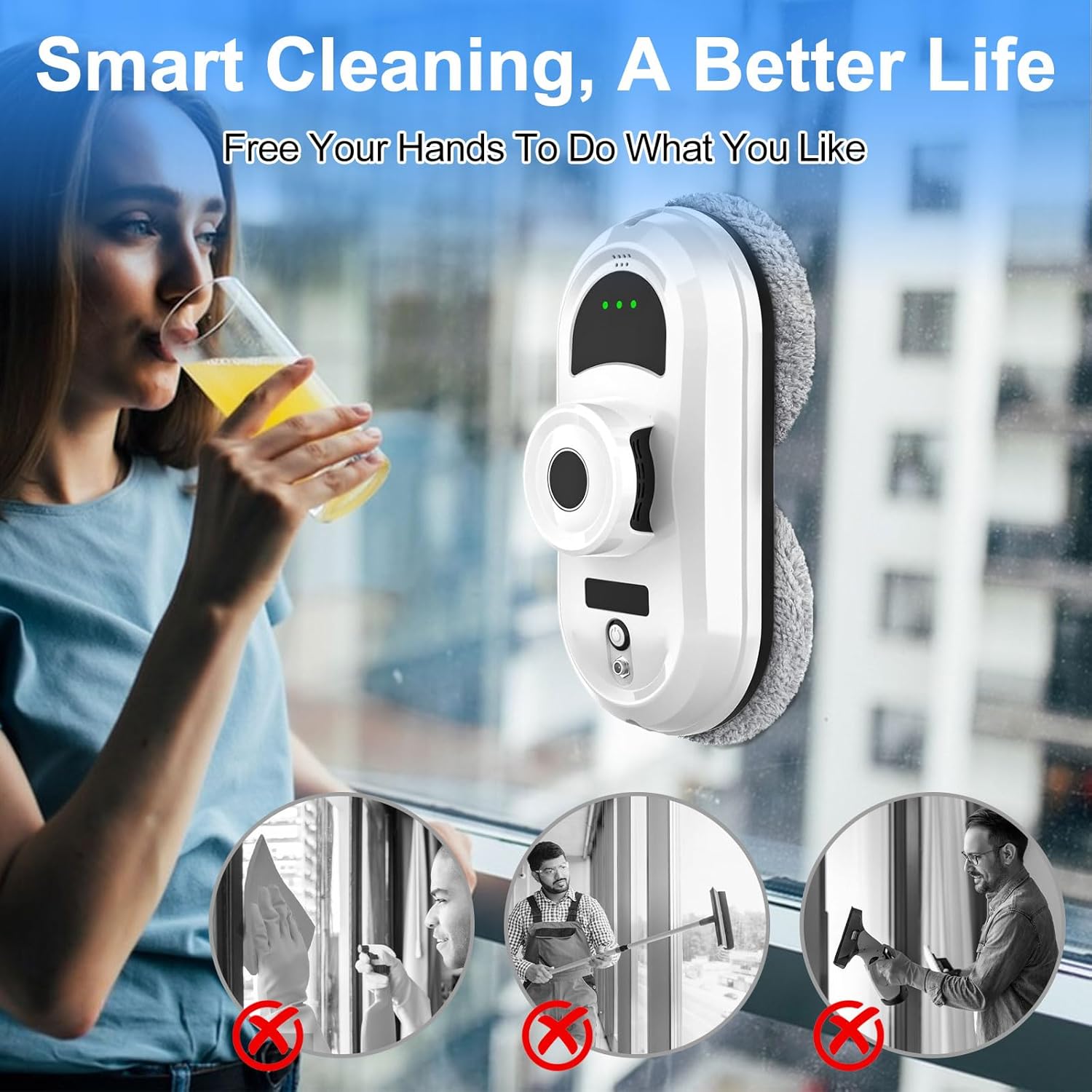 Window Cleaning Robot 5600Pa Smart Auto Cleaner AI Navigation 3 Modes