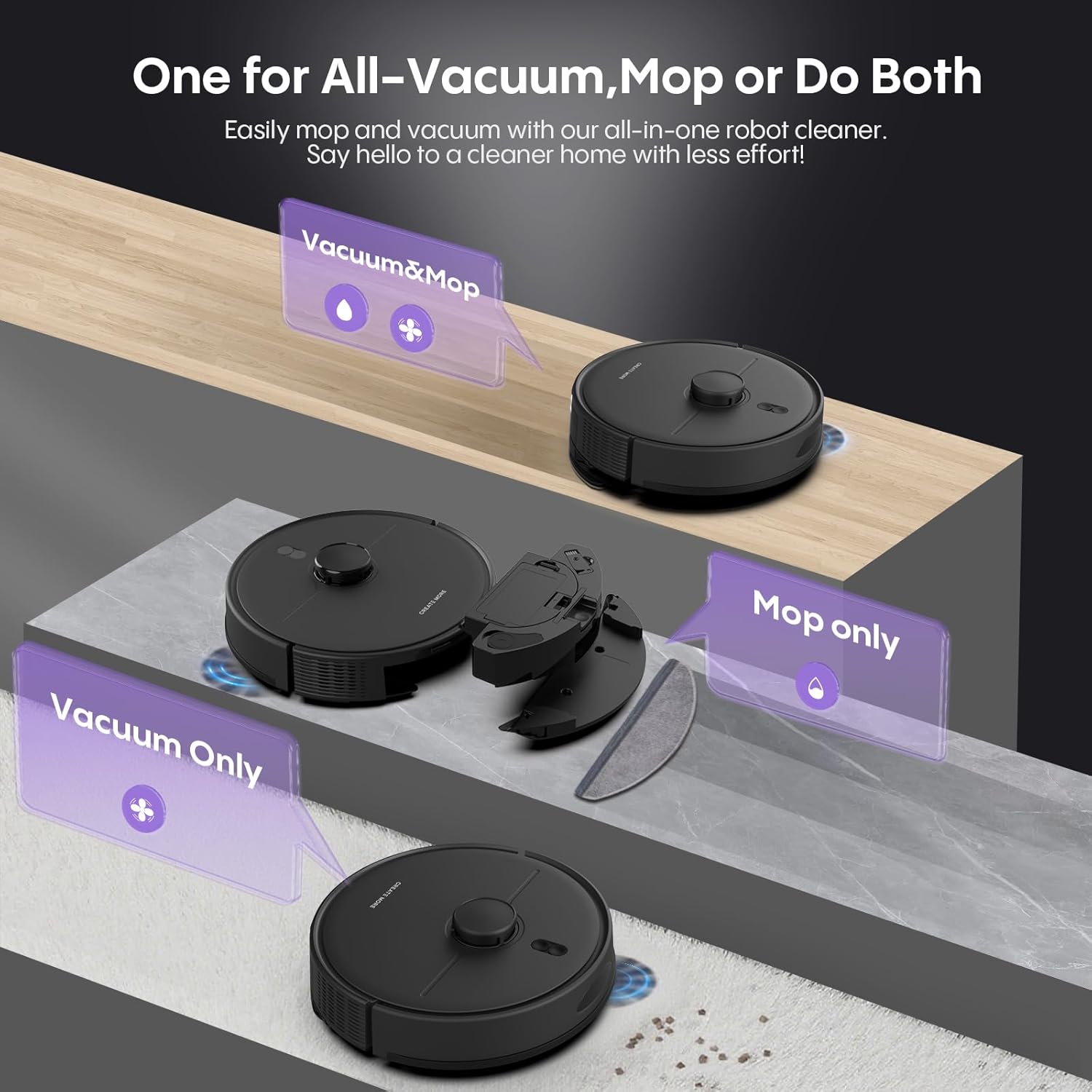 Robot Vacuum Mop Self Empty 5000Pa LiDAR Mapping WiFi Smart Clean