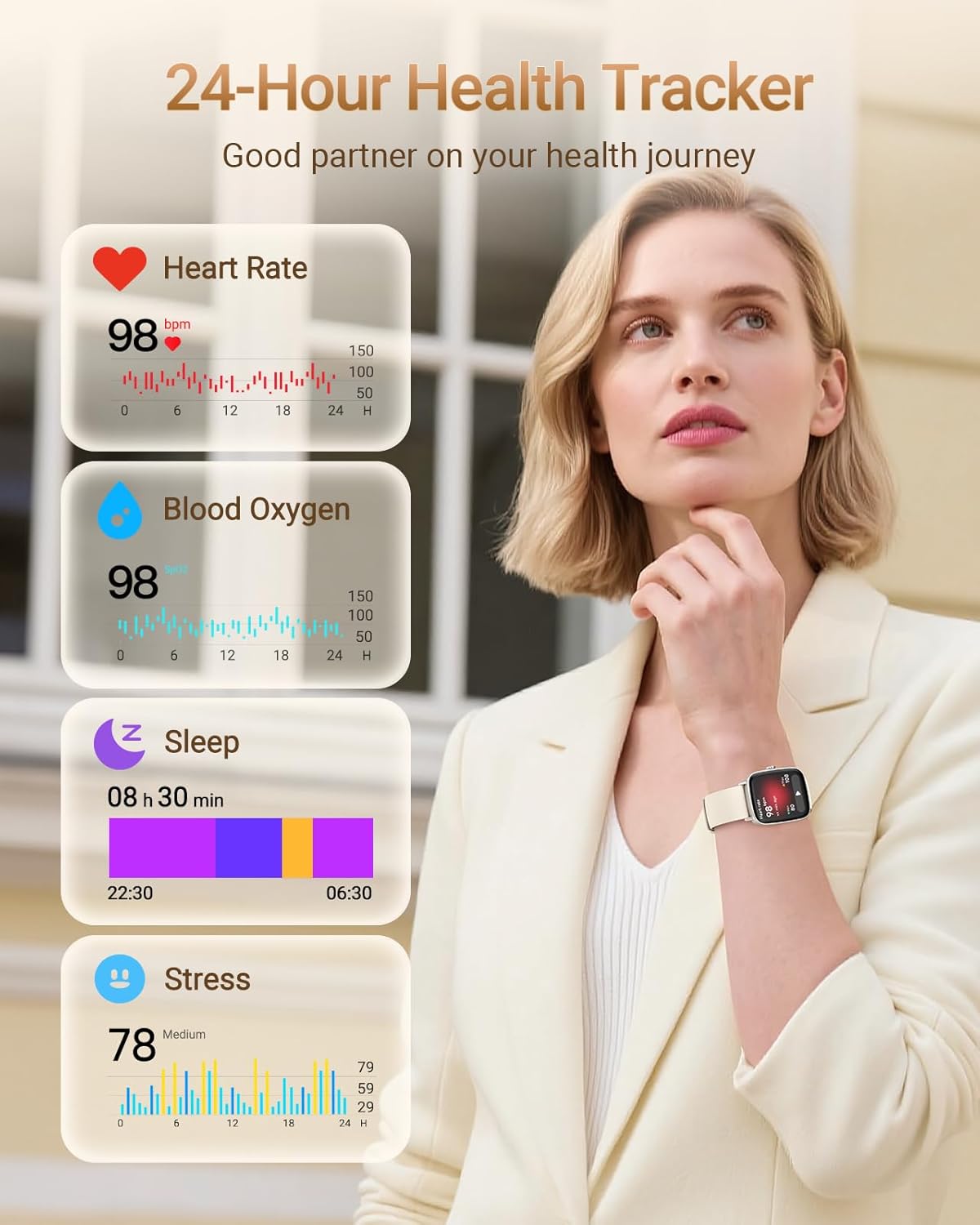 Unisex Smart Watch Bluetooth Call 1.85 Fitness Tracker