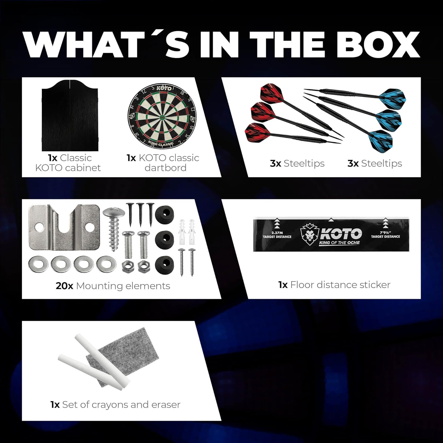 Dart Board Cabinet Set Bristle Board 2 Steel Tip Darts Scoreboard