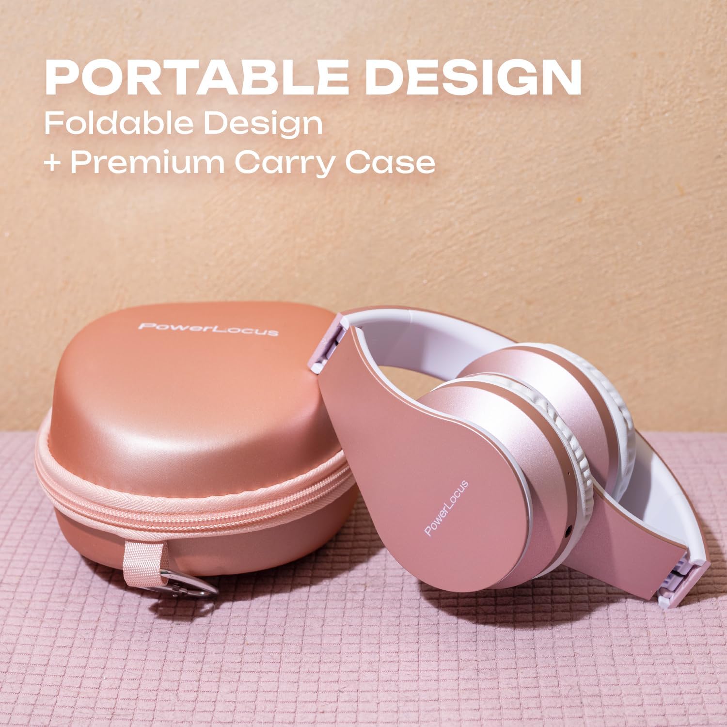 Bluetooth Over Ear Headphones Foldable Wireless Mic Case