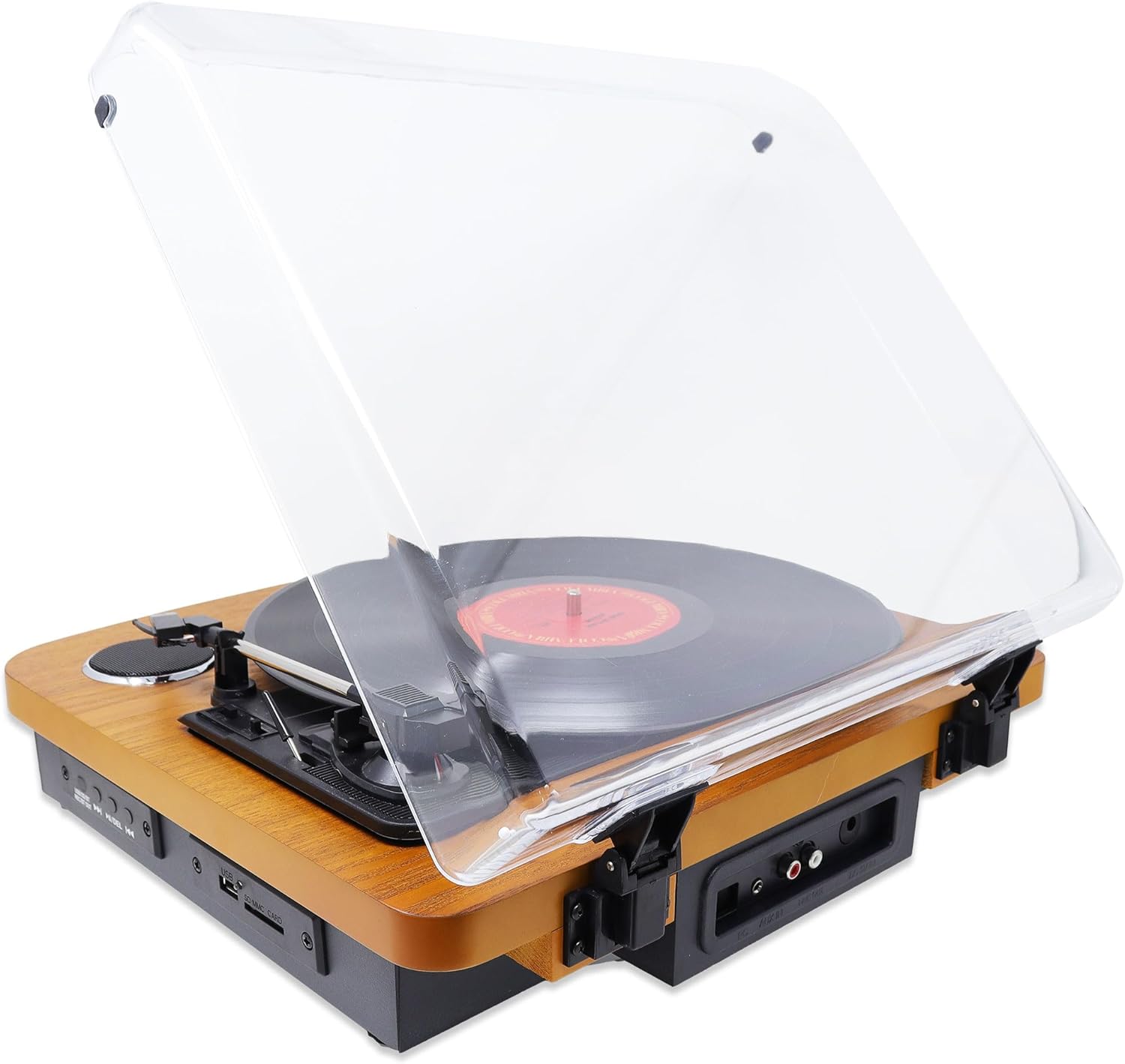 Bluetooth Vinyl Record Player USB SD Recording Stereo Wood