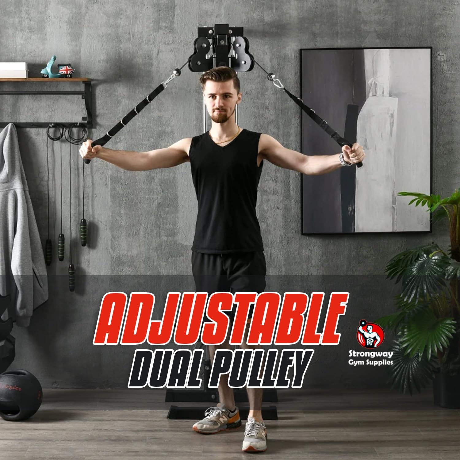 Wall Mounted Cable Crossover Home Gym Pulley Machine 250kg