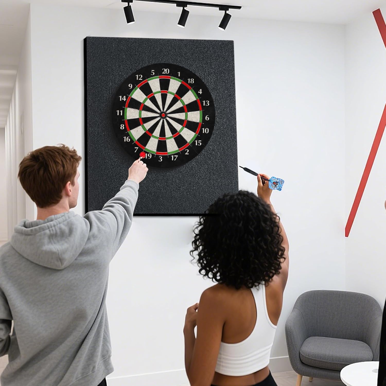 Dartboard Wall Protector Felt Tiles 6 Pack Self Adhesive 12x12