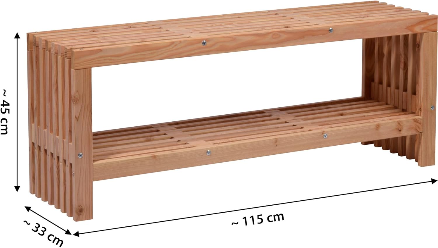 Wooden Garden Bench with Firewood Storage Douglas Fir Seat
