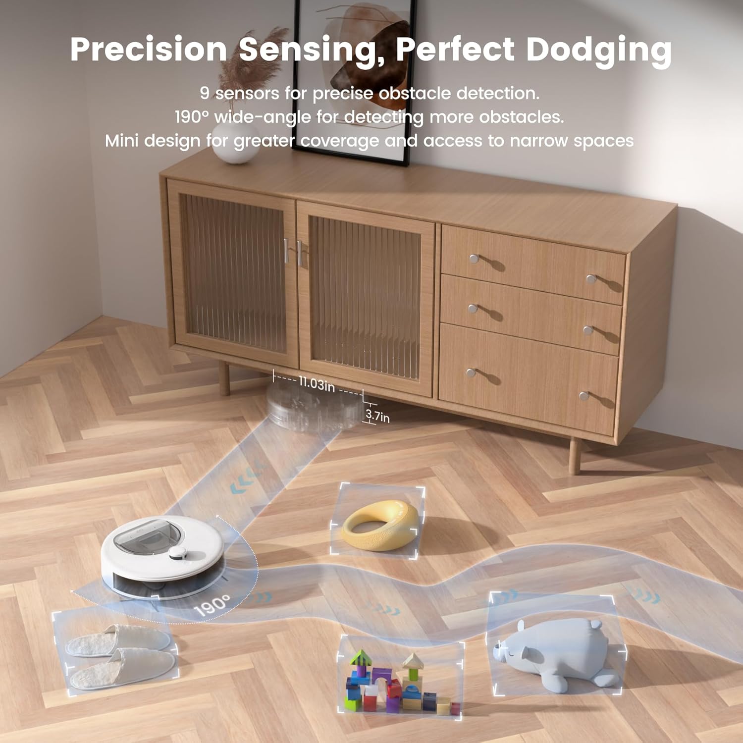 Robot Vacuum Mop 6000Pa Suction LiDAR Mapping WiFi App Alexa White