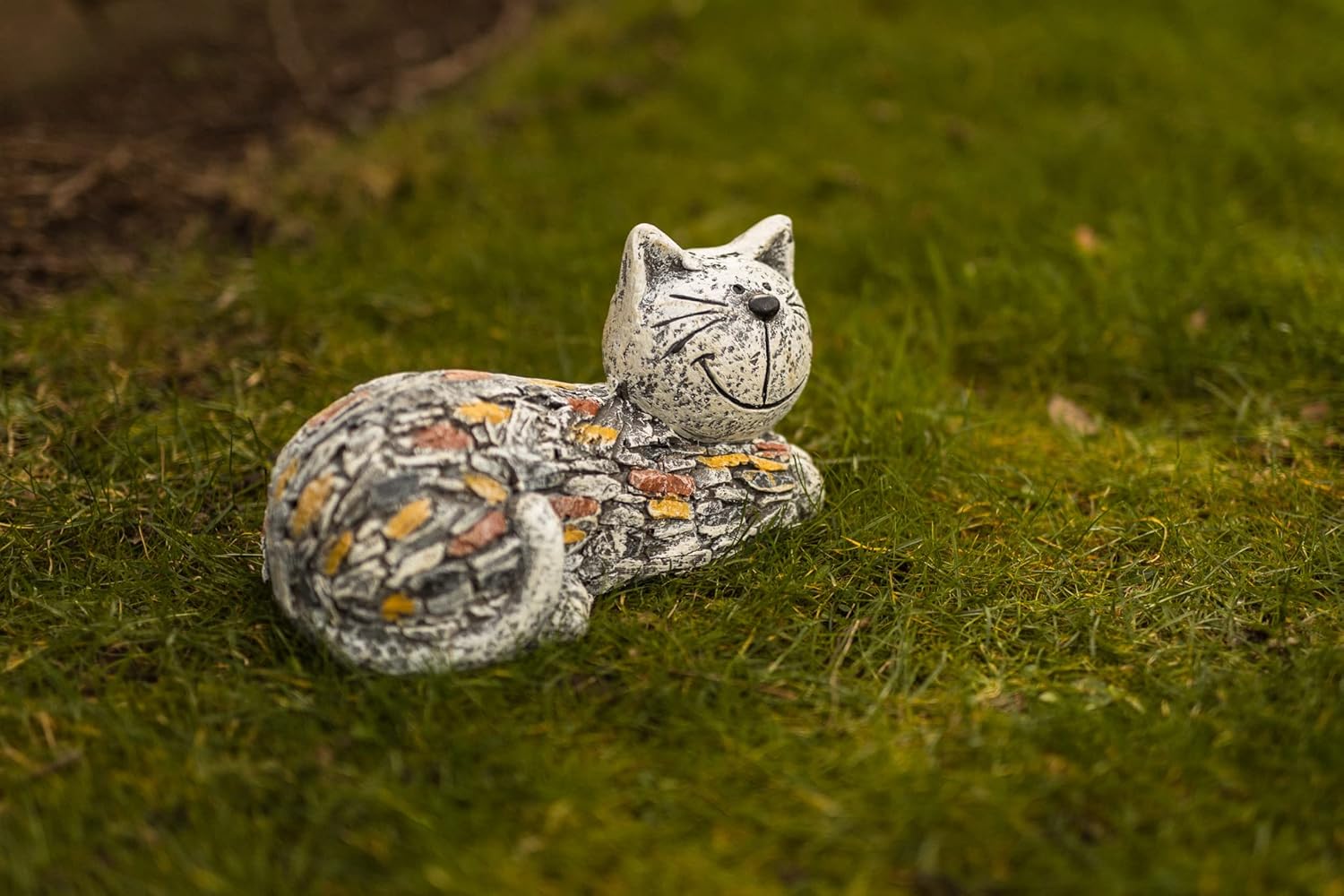 Cat Garden Statue Resin Stone Effect Outdoor Patio Decor Ornament