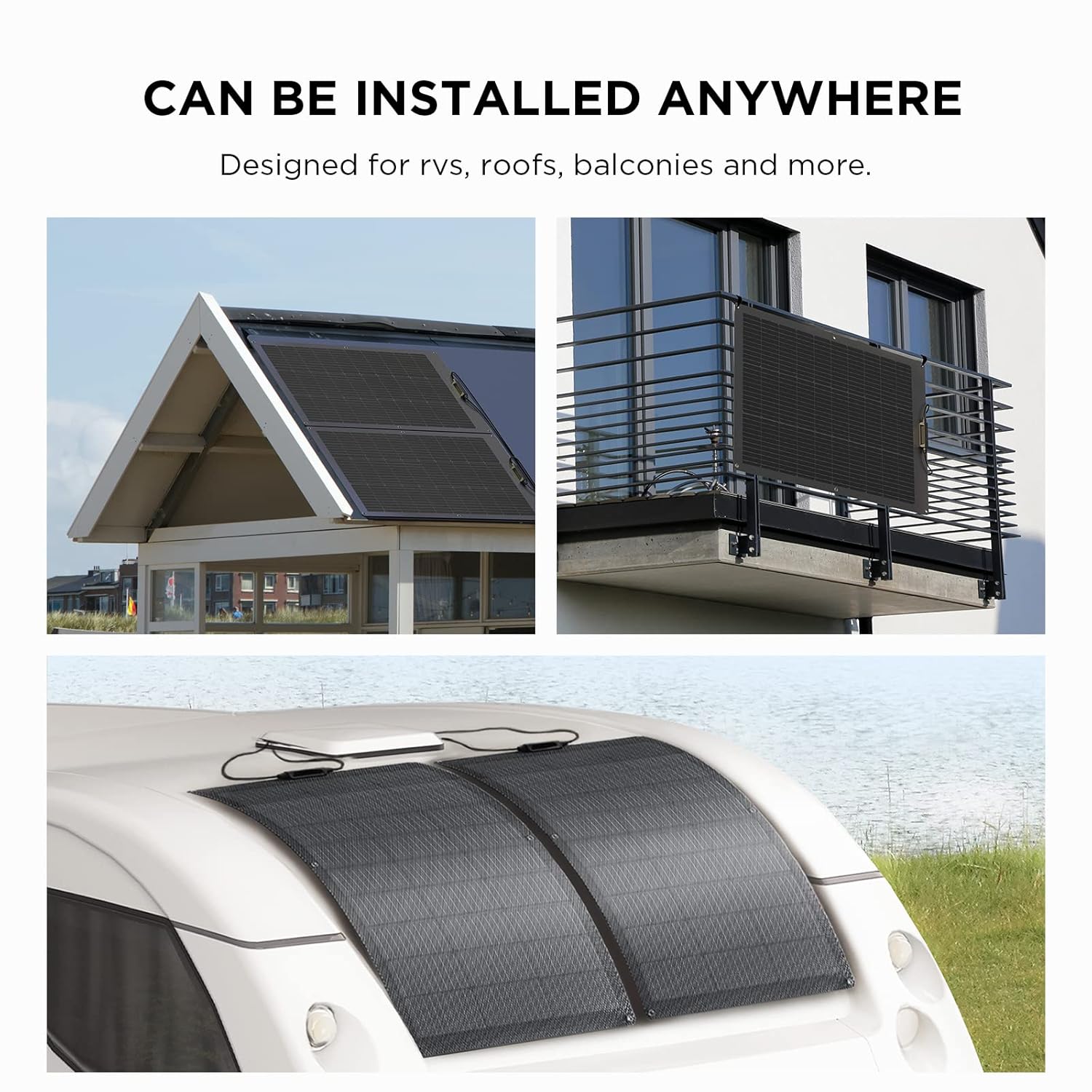 100W Flexible Solar Panel IP68 Lightweight Mono RV Roof Boat