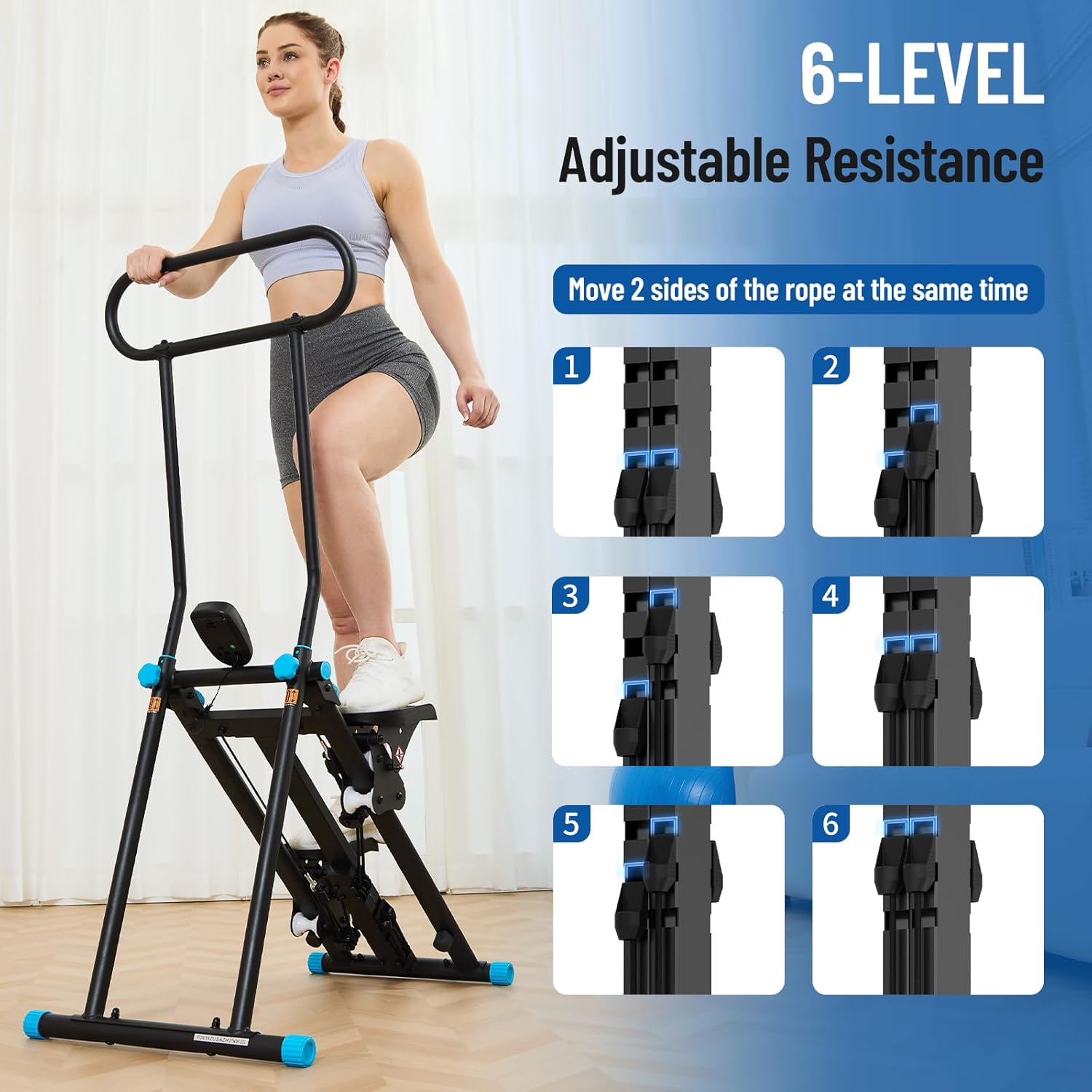 Foldable Stair Stepper Cardio Climber Machine Home Gym 6 Resistance