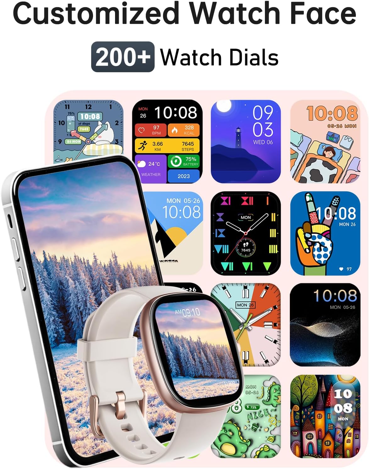 Women Smart Watch Bluetooth Call 100 Sports Fitness Tracker