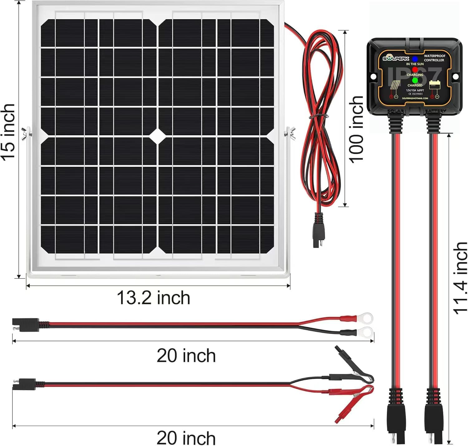 20W 12V Solar Panel Kit Battery Charger Mount Bracket RV