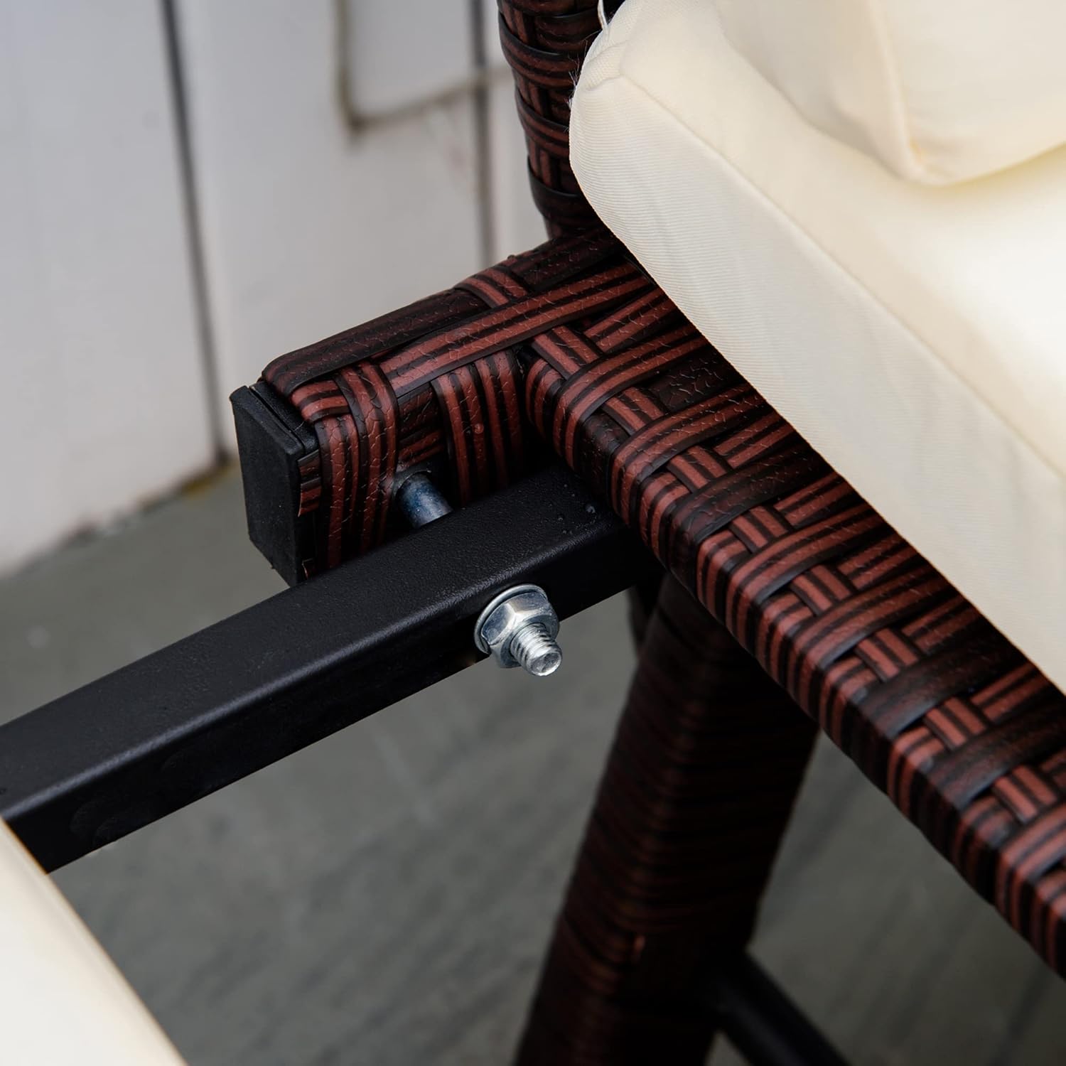 Rattan Garden Sofa Bed Convertible Bench Lounger Brown