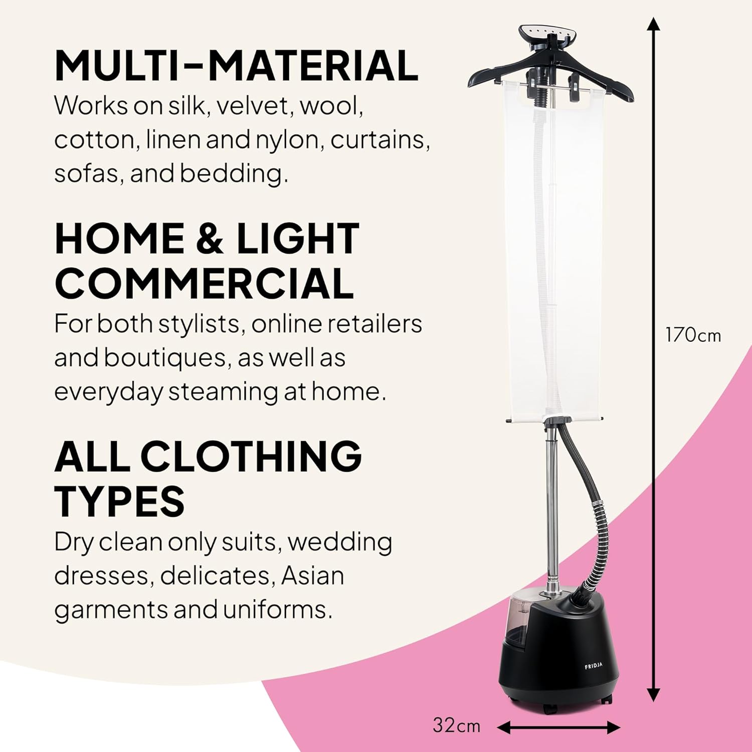 2200W Garment Steamer 3L Tank Upright 2 Modes Professional