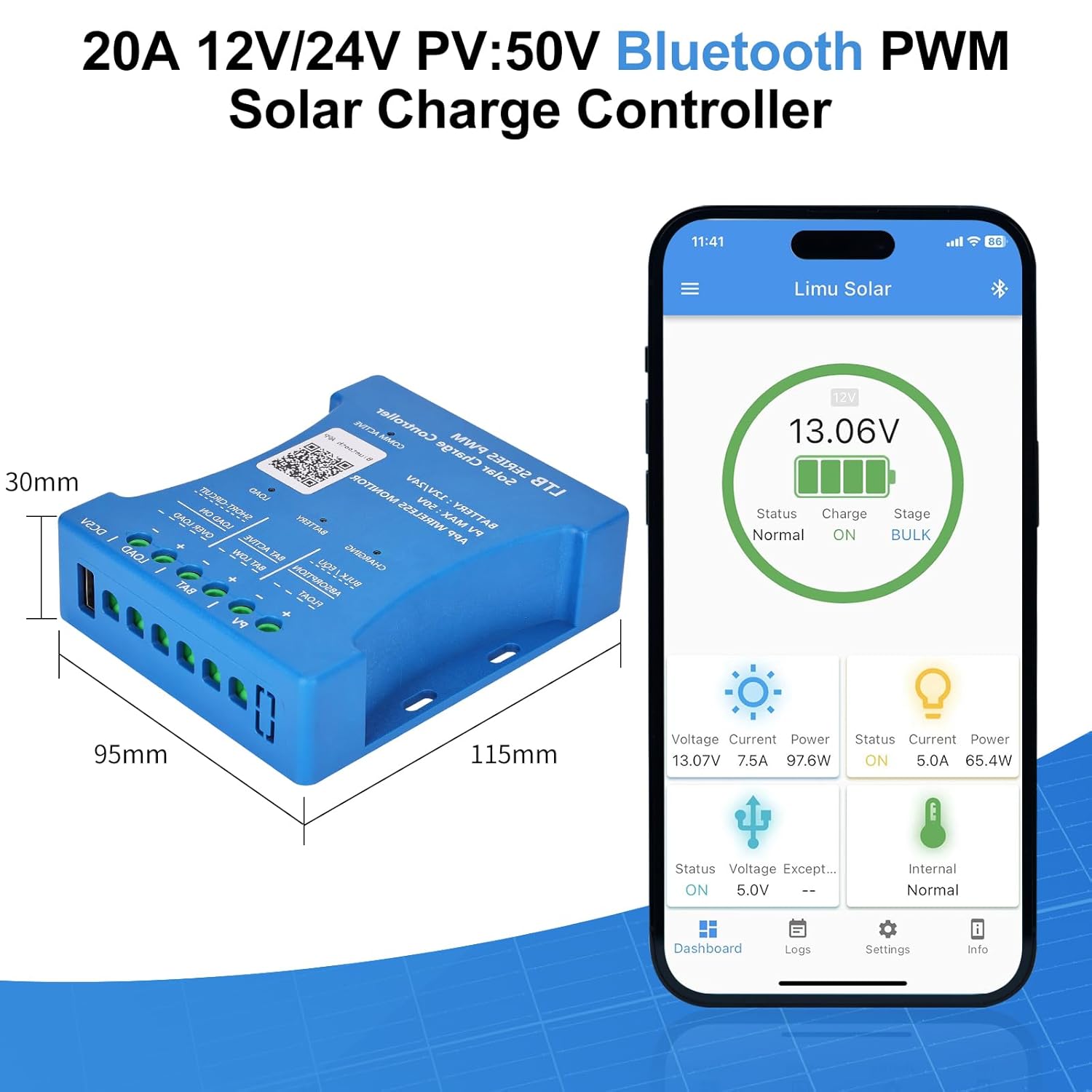 240W Solar Panel Kit 12V 24V Bluetooth Controller RV Boat Off Grid