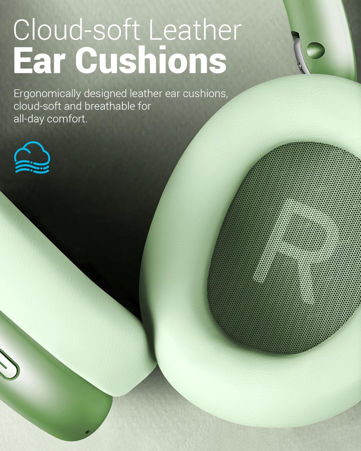Wireless Noise Cancelling Over Ear Headphones 48Hr Battery Green