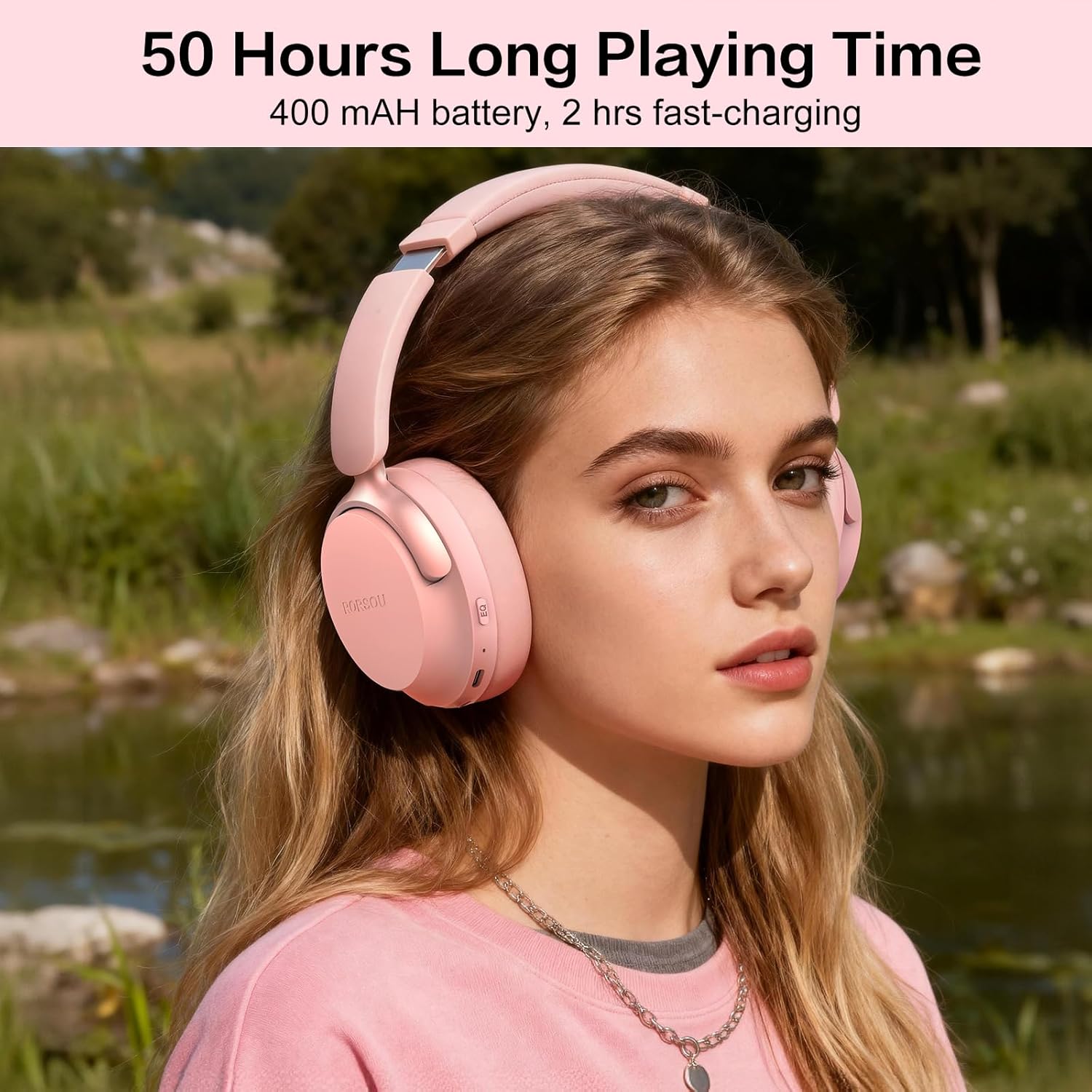 Wireless Over Ear Bluetooth Headphones 50H Playtime Deep Bass 6 EQ
