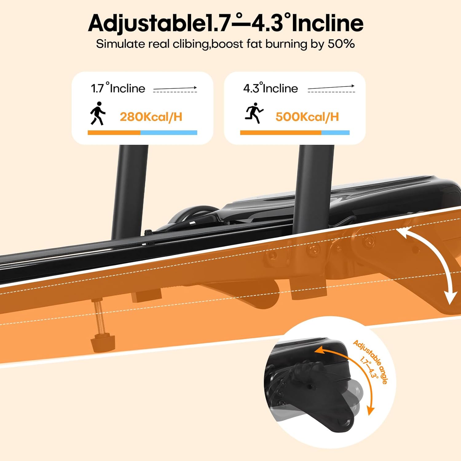 Folding Incline Treadmill Walking Pad Under Desk Running Machine