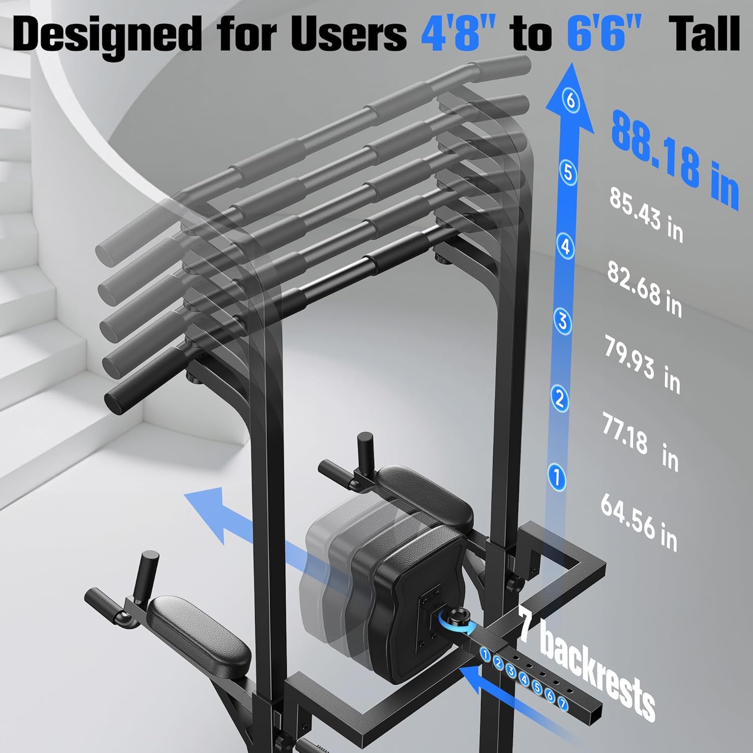 Power Tower Pull Up Dip Station Multi Gym Strength Trainer 450lb