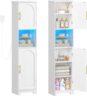 LED Tall Bathroom Storage Cabinet 2 Door White 170cm