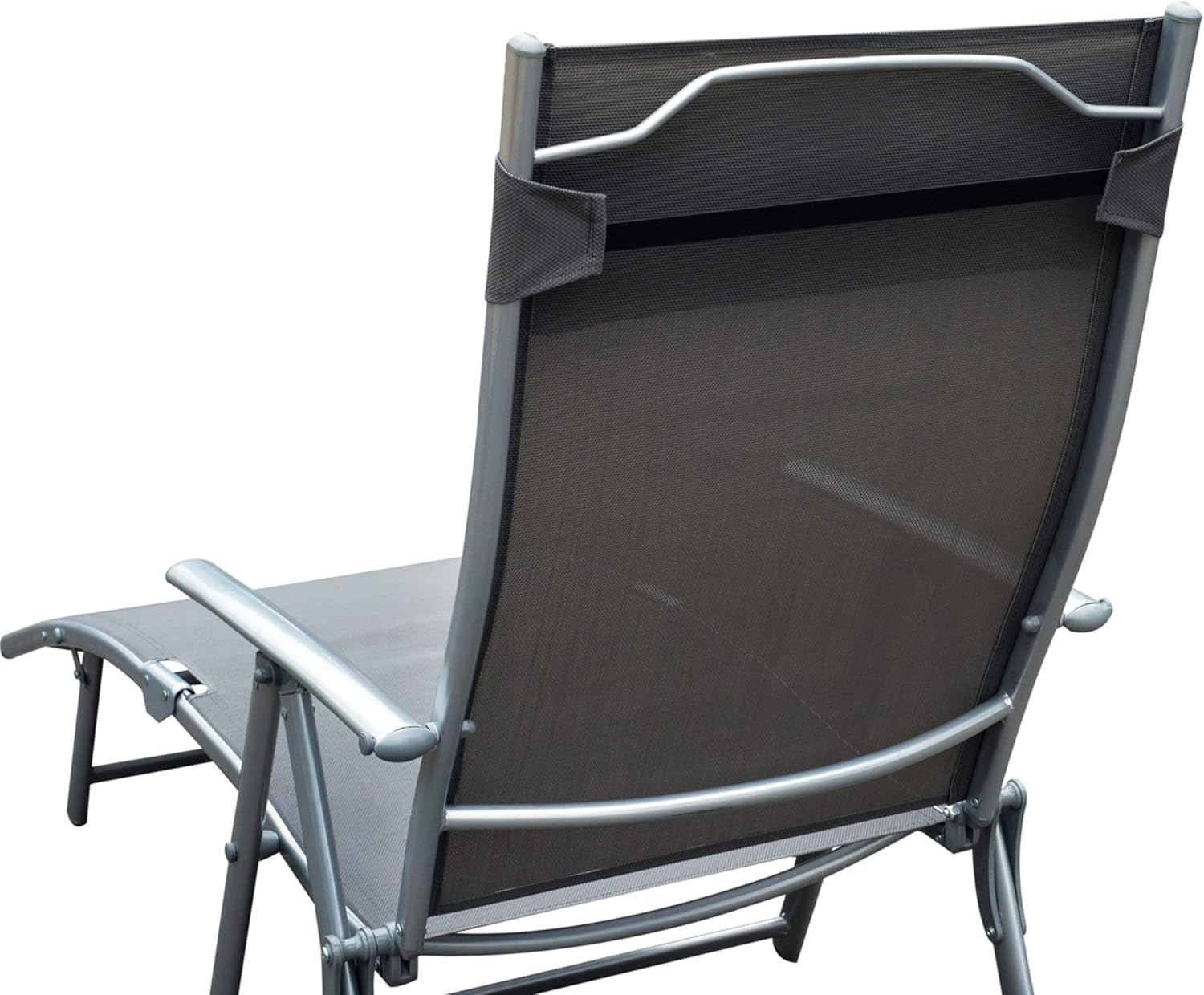 7 Level Folding Sun Lounger Recliner with Headrest Grey