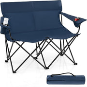 Double Camping Loveseat Chair 300KG Foldable Blue