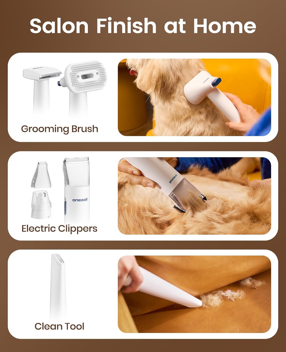 Dog Grooming Vacuum Kit 15000Pa 2L Quiet 6 Tool Set