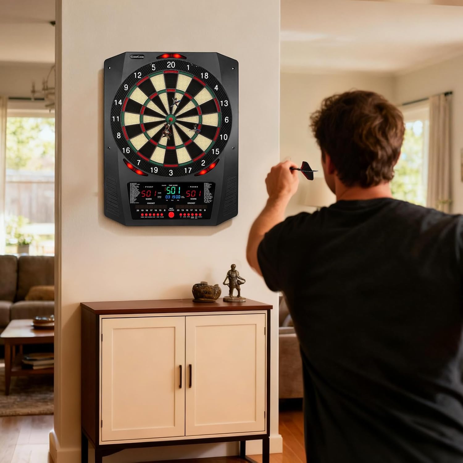Electronic Dartboard LED Lights 45 Games 474 Modes 6 Darts