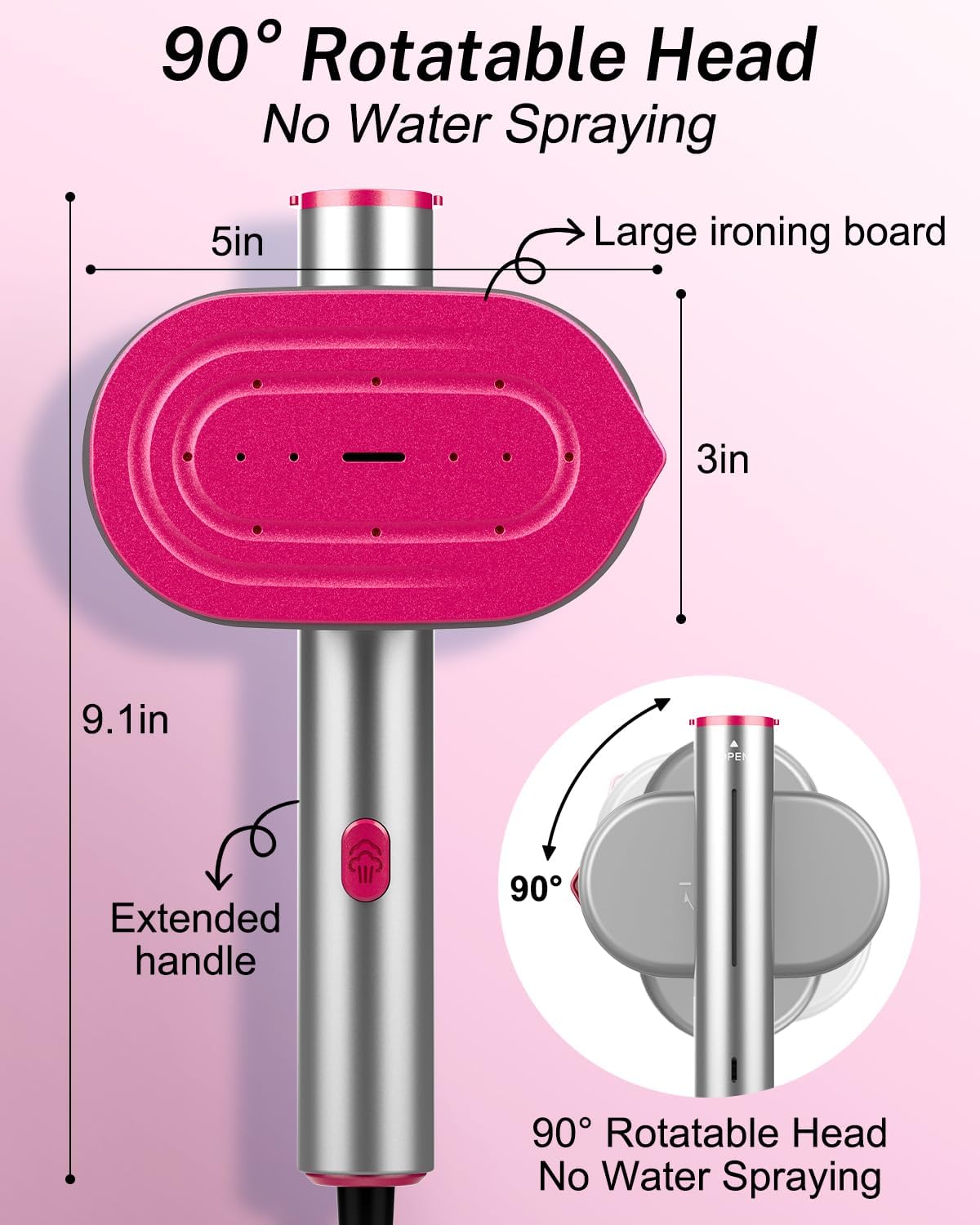 Mini Garment Steamer 1200W Fast Heat 10s 2in1 Travel Iron