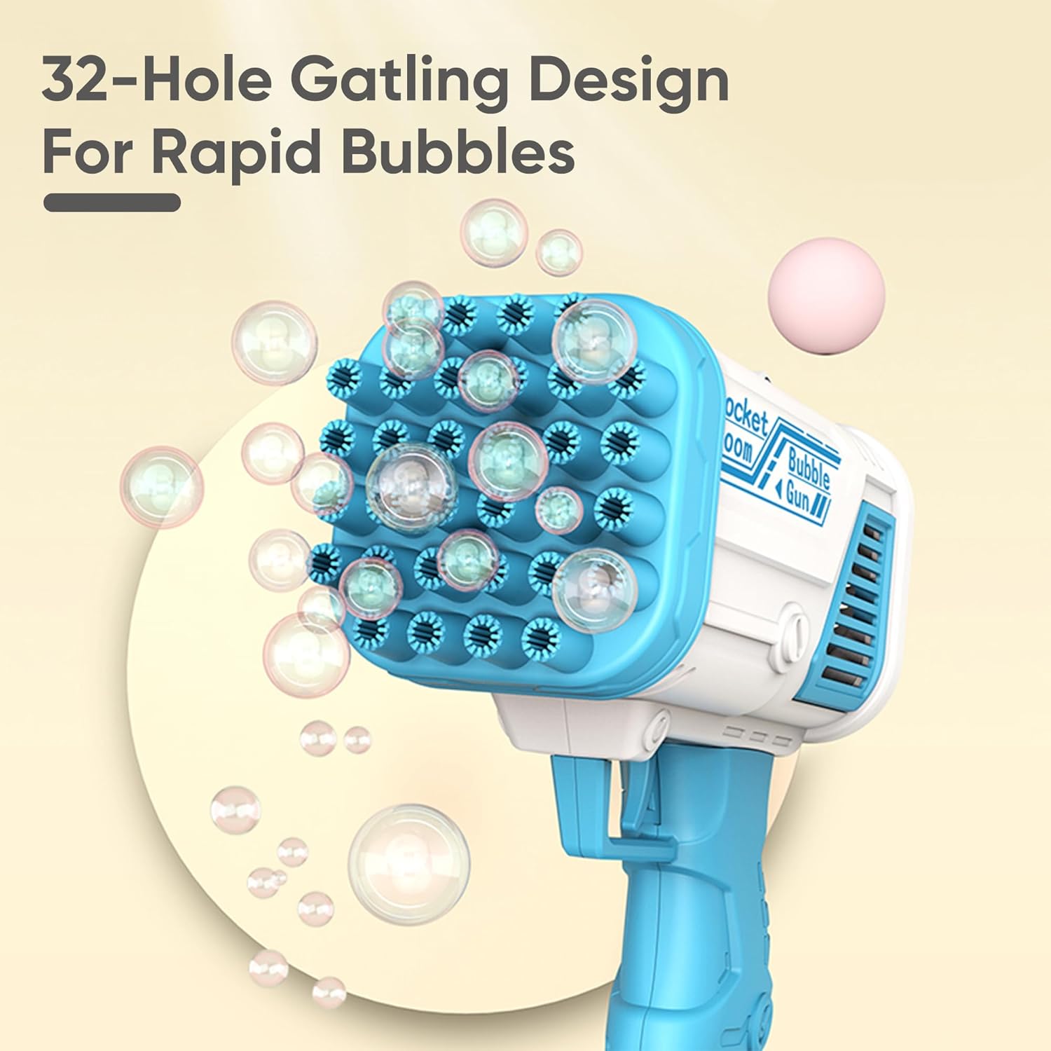 32 Hole Bubble Gun Kids Handheld Bubble Blaster Blue