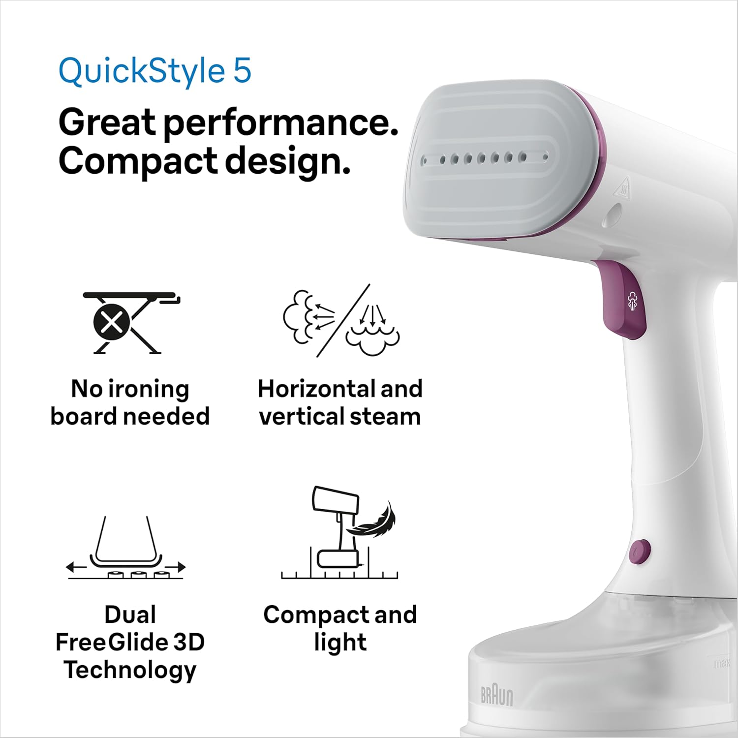 Handheld Garment Steamer 1200W 25g Steam Fast Heat Vertical