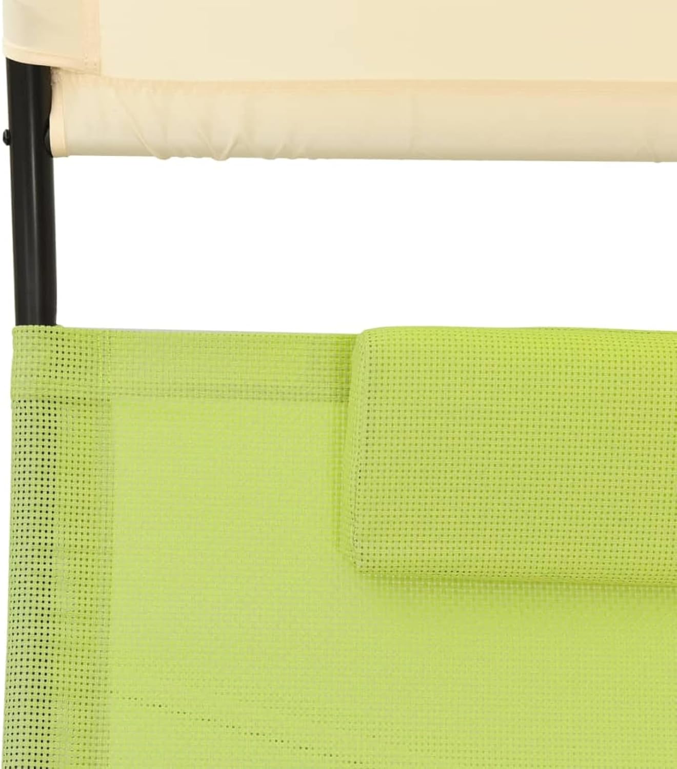 Double Sun Lounger with Canopy Green Cream