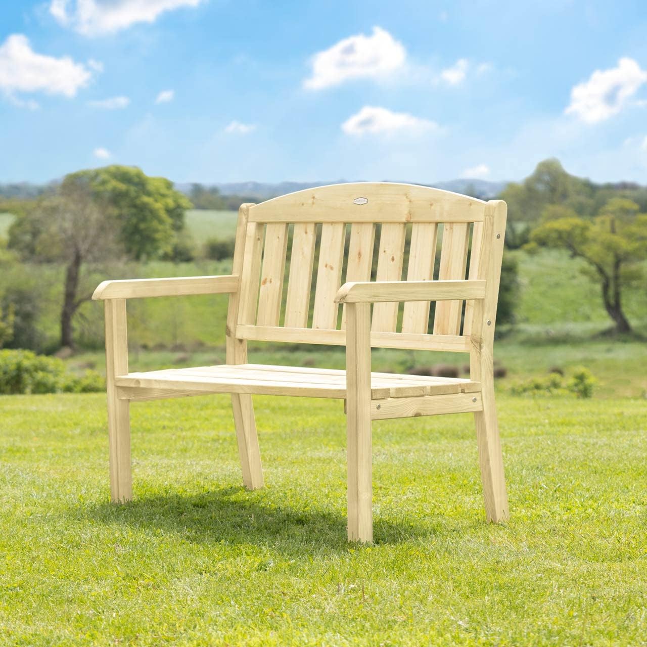 2 Seater Wooden Garden Bench Outdoor Patio Seat Natural Wood