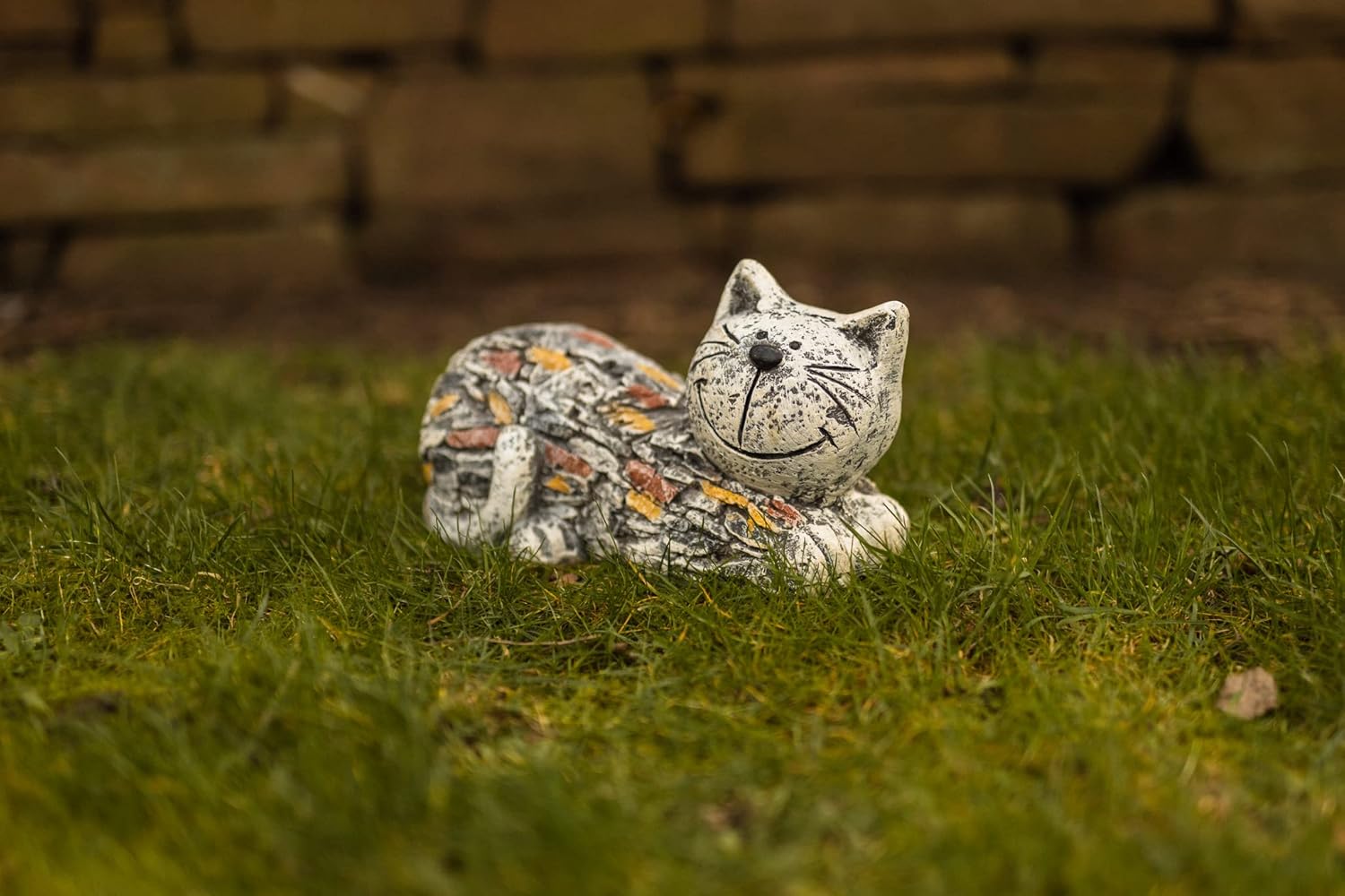 Cat Garden Statue Resin Stone Effect Outdoor Patio Decor Ornament