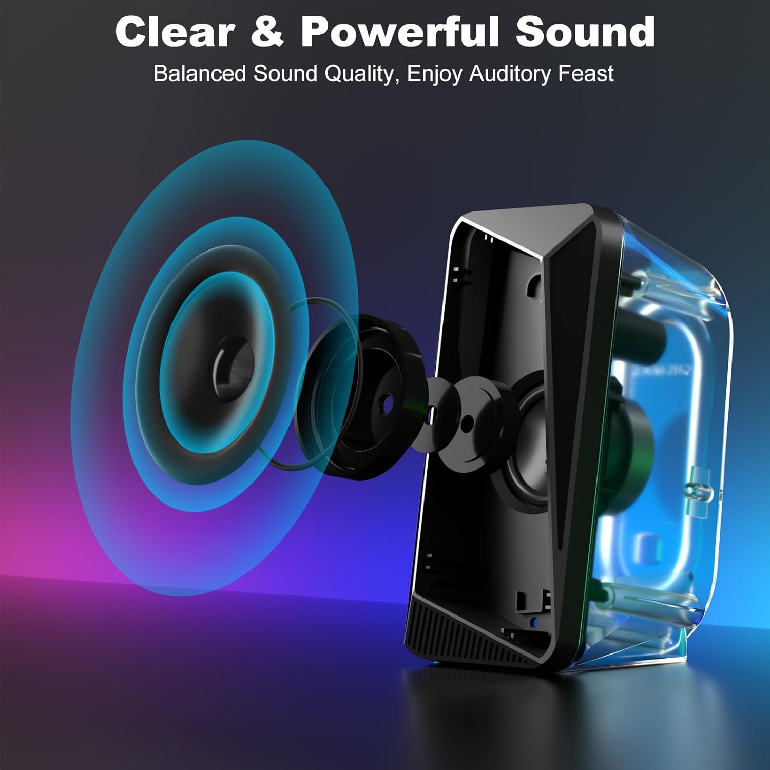 PC Computer Speakers Stereo Soundbar LED Lights USB Powered 3.5mm Aux